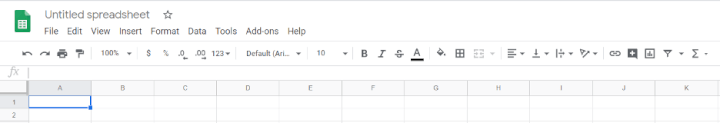 google sheets toolbar