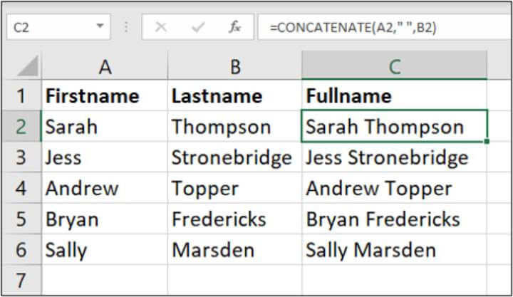 Excel CONCATENATE formula