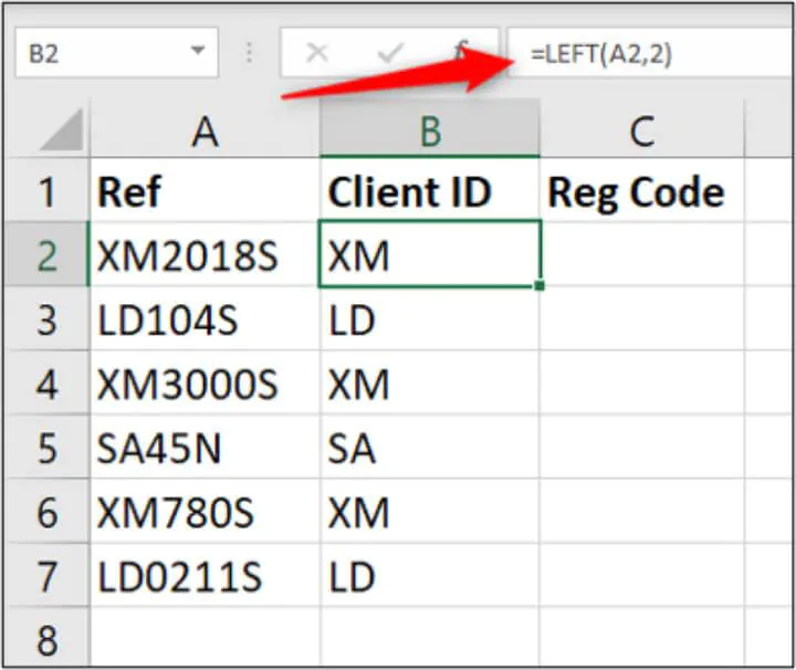 Excel LEFT formula