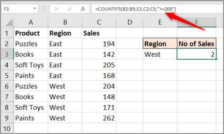 Excel COUNTIFS formula