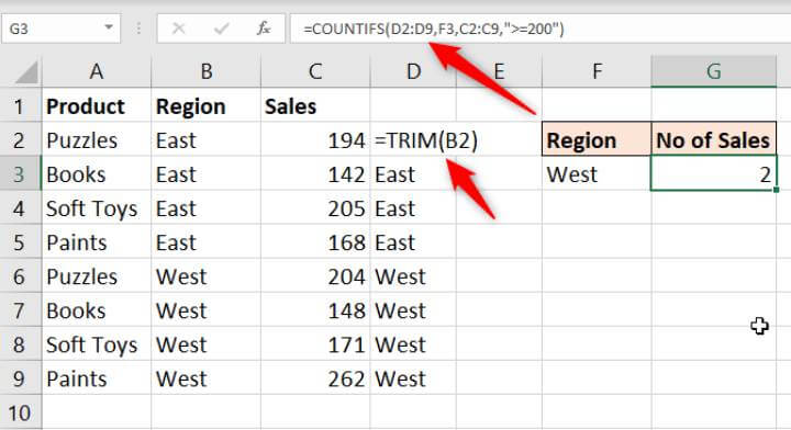 Excel TRIM formula