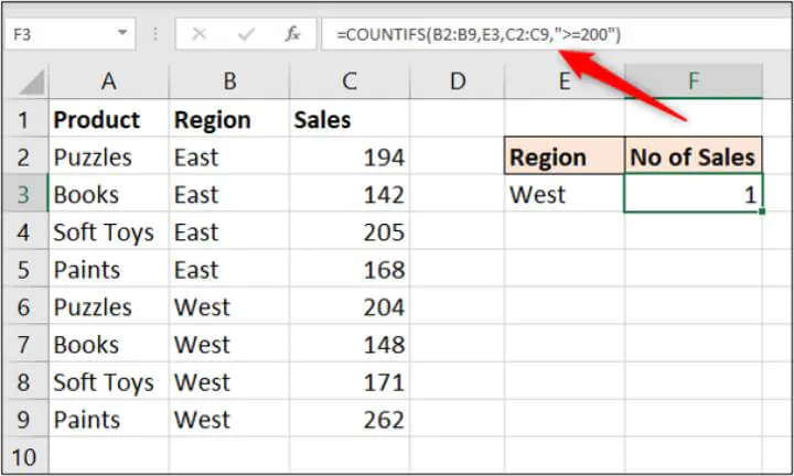 Excel countifs-not-working