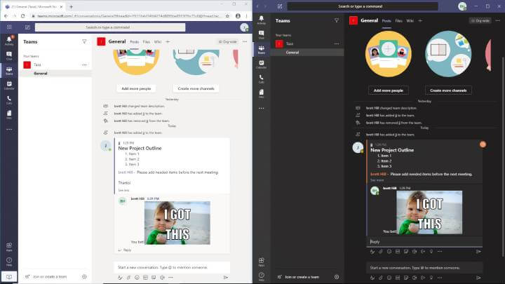 Microsoft Teams web app and desktop client