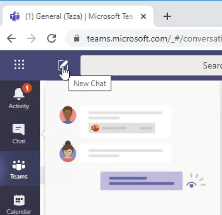 Microsoft Teams - new chat