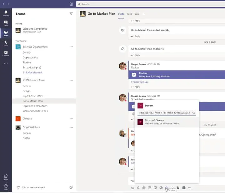 Microsoft Teams - Share video to channel>