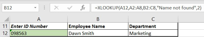 xlookup formula B12