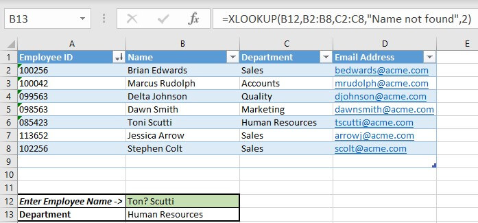 xlookup wildcard match