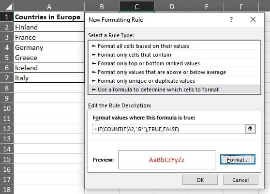 conditional formatting - red