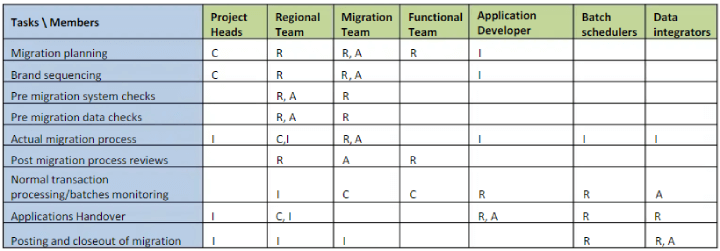 RACI matrix example