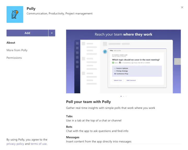 Integrasi Microsoft Teams - Polly
