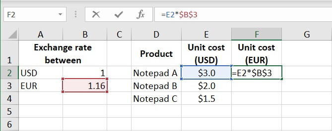 Absolute reference Excel