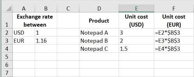 Absolute reference Excel