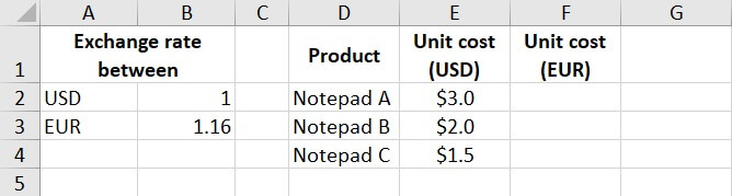 Absolute reference Excel