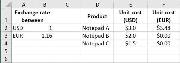 Absolute reference Excel