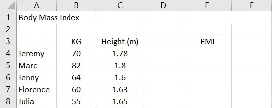 Relative reference Excel