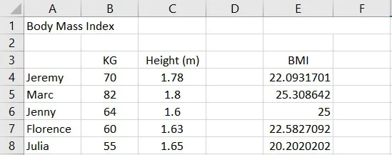 Relative reference Excel
