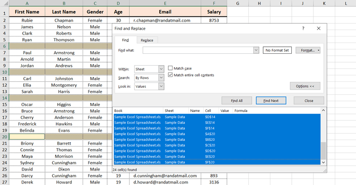 How to remove blank rows in Excel