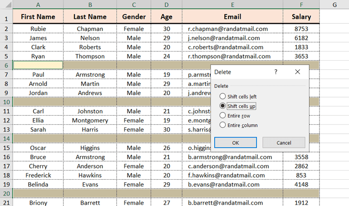 How to remove blank rows in Excel