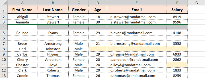 How to remove blank rows in Excel