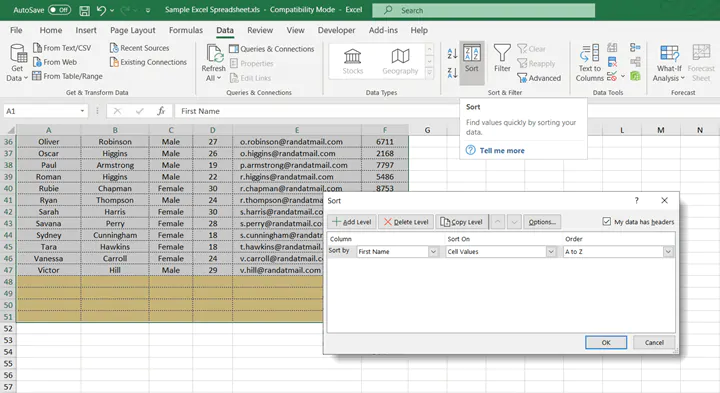 Cara menghapus baris kosong di Excel