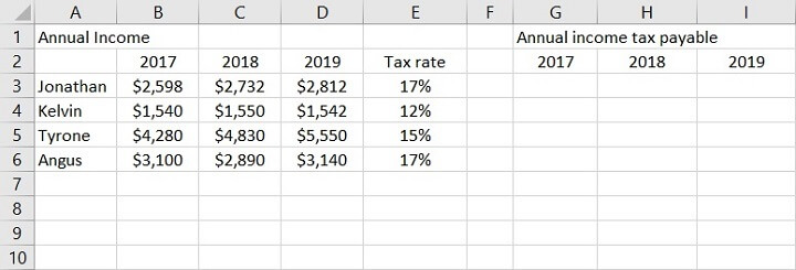 mixed cell reference example