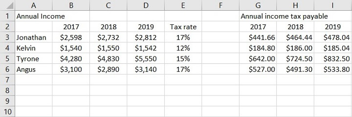 mixed cell reference example