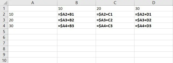 Referensi campuran Excel