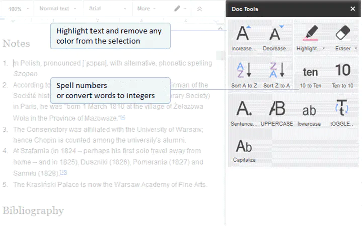 Google Docs add ons
