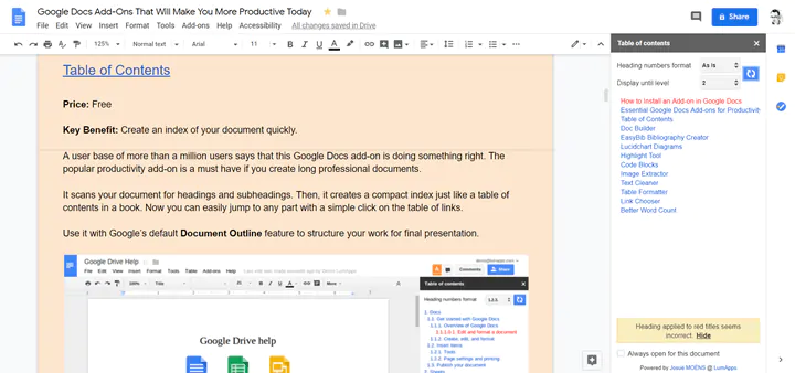 Google Docs add ons