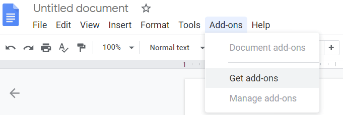 google docs add ons - menu