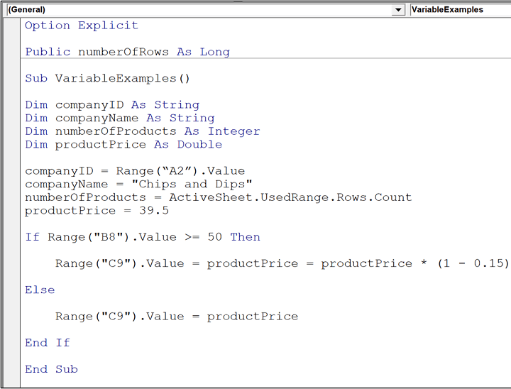 VBA variable types - if statement