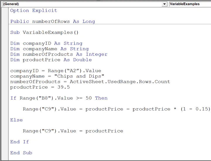 VBA variable types - if statement
