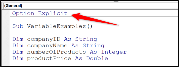 VBA variable types - option explicit