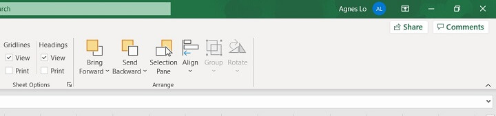 Excel ribbon - page layout