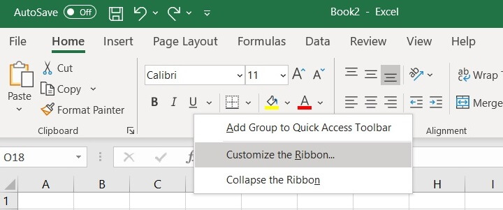 The Excel ribbon - Customize the Ribbon