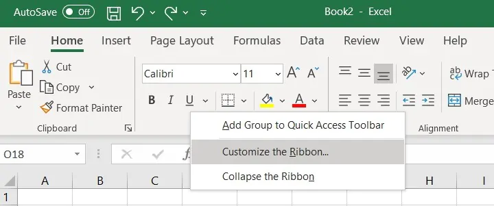 The Excel ribbon - Customize the Ribbon