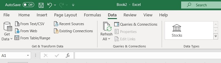 Excel ribbon - data