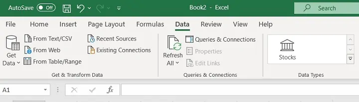 Excel ribbon - data