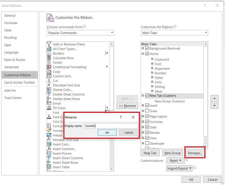 The Excel ribbon - Customize the Ribbon