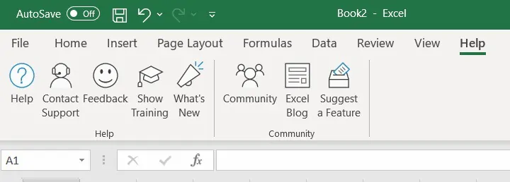 The Excel ribbon - Help