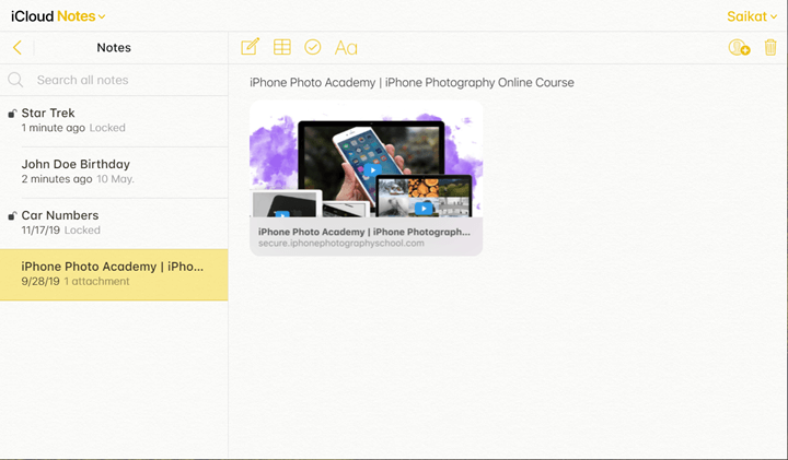 Best note taking app - iCloud Notes