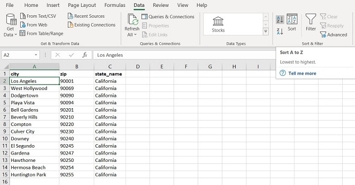 Sorting in Excel - entire spreadsheet