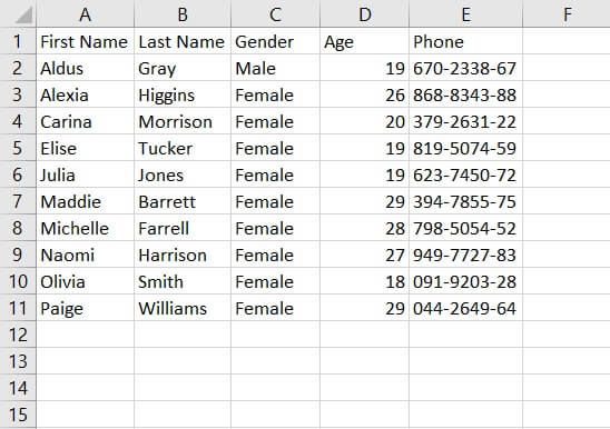 Sorting in Excel - sort icons