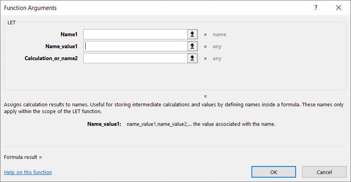 Excel LET function