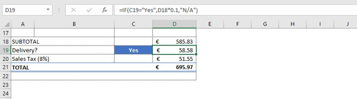 Excel IF function