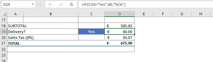Excel IF function