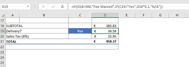 Excel IF function