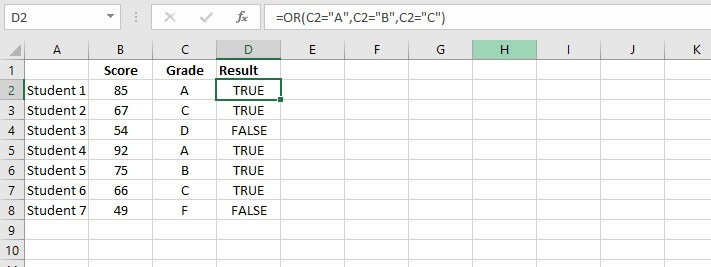 Excel IF function