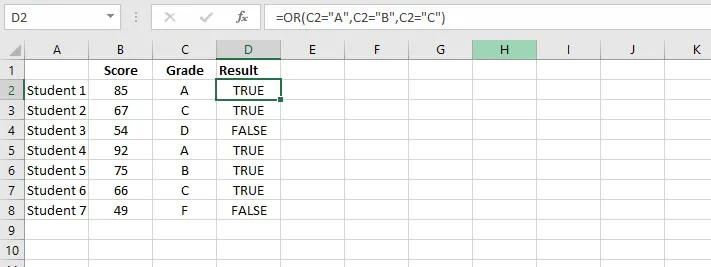 Excel IF function
