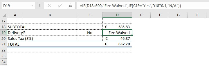 Excel IF function